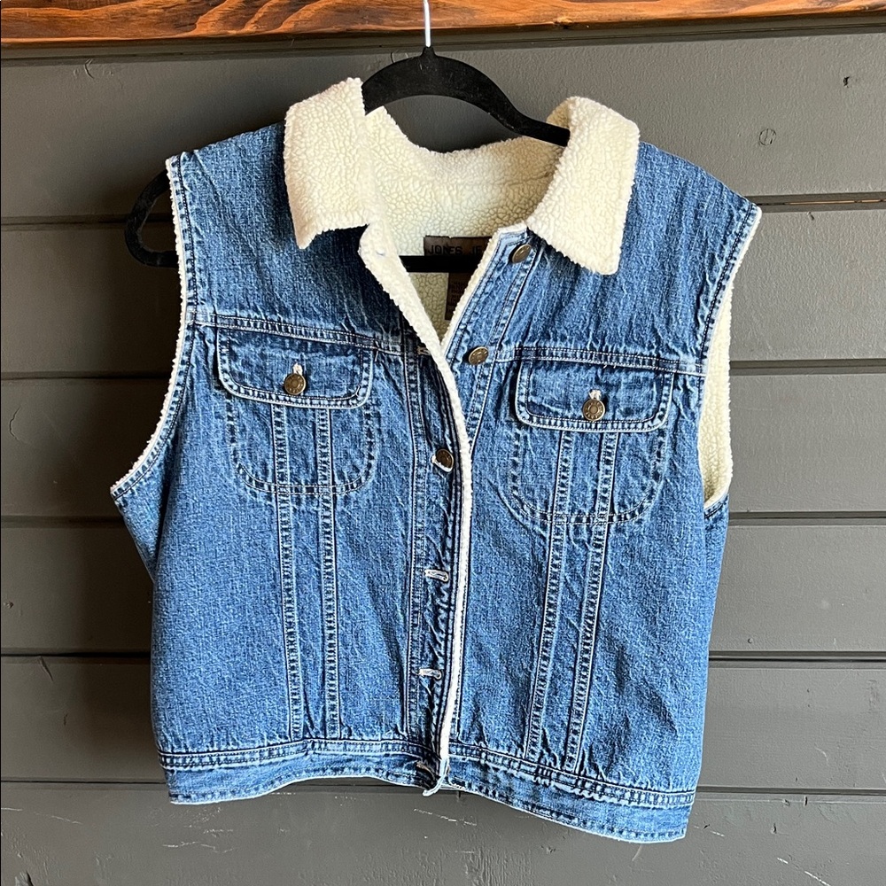 Joe's Jeans vintage Denim Vest with Cream Sherpa